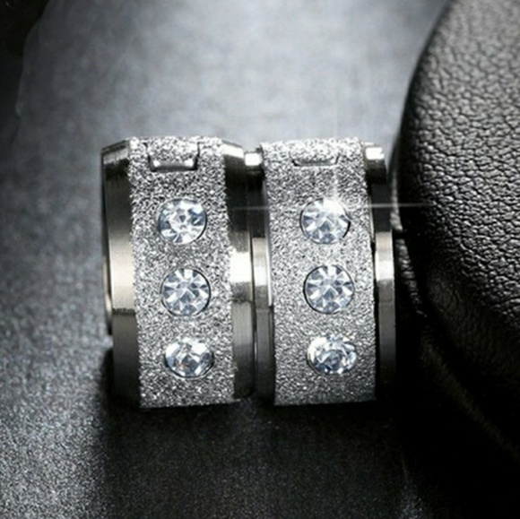 Silver Rhinestone Embedded Earring - Picture 2 of 4